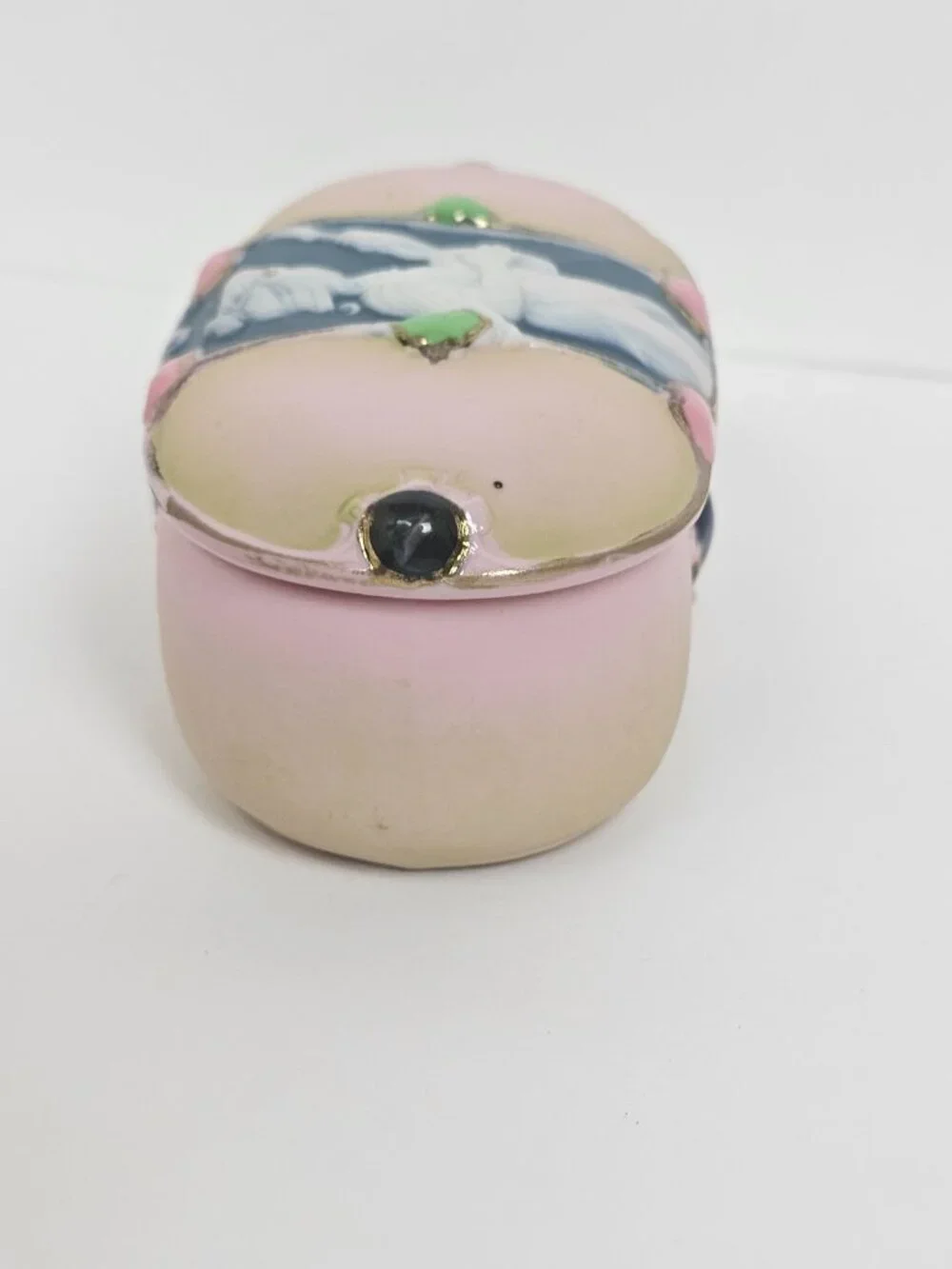 Schafer & Vater‎ Art Nouveau Enamel Porcelain Trinket Box Cameo Jeweled Antique
